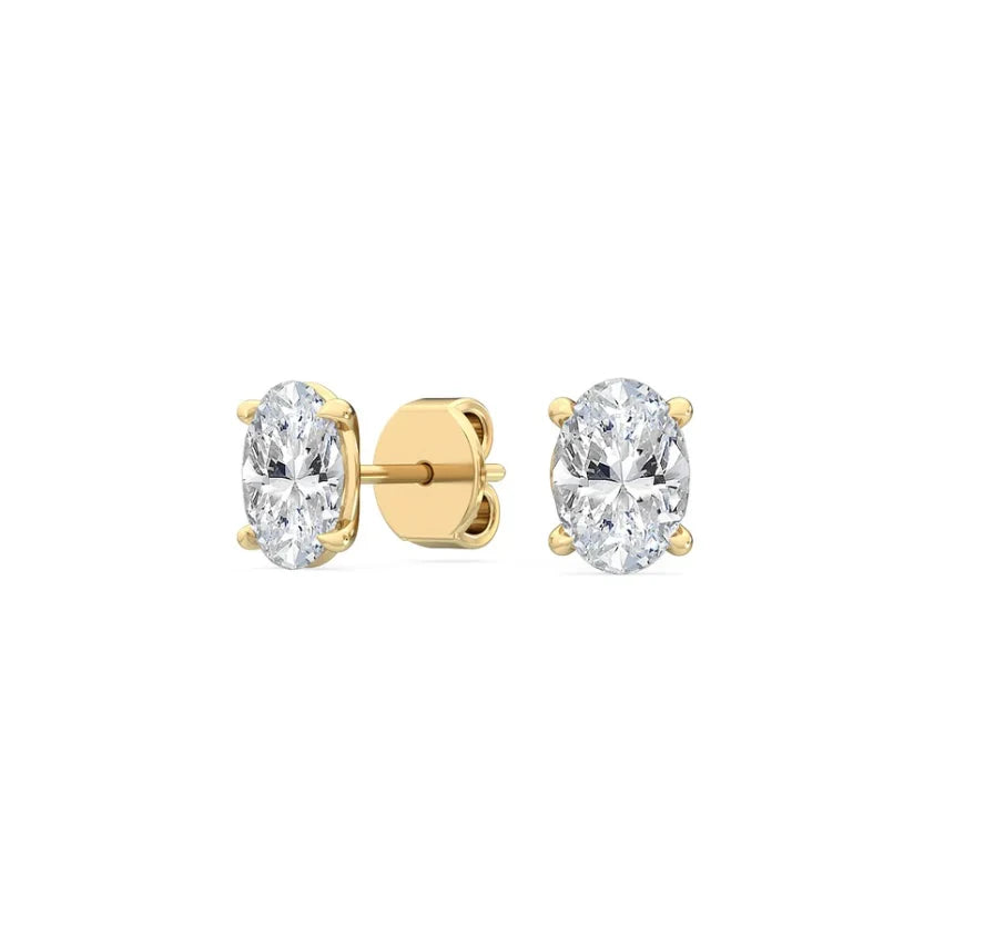 Anooni Oval Stud Earrings - Gold